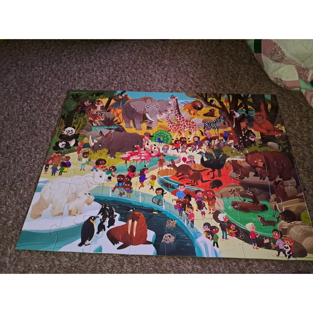 Crocodile Creek Day at the Zoo 48 Piece Floor Puzzle Kids Ages 4+ Animals 18x24